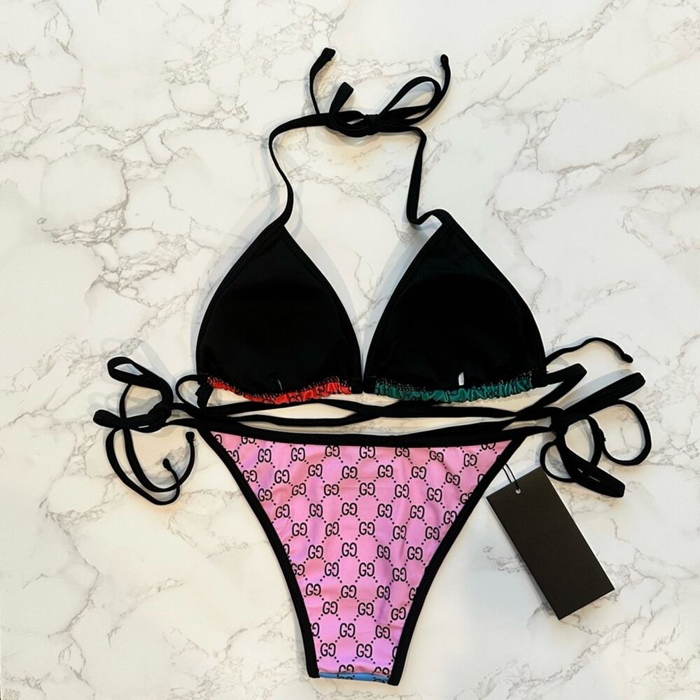 GG Monogram Color-block Vibrant Colored Bikini SZ L - Picture 14 of 15